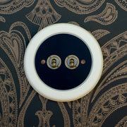 2 Gang Black Switch With Brass Toggle