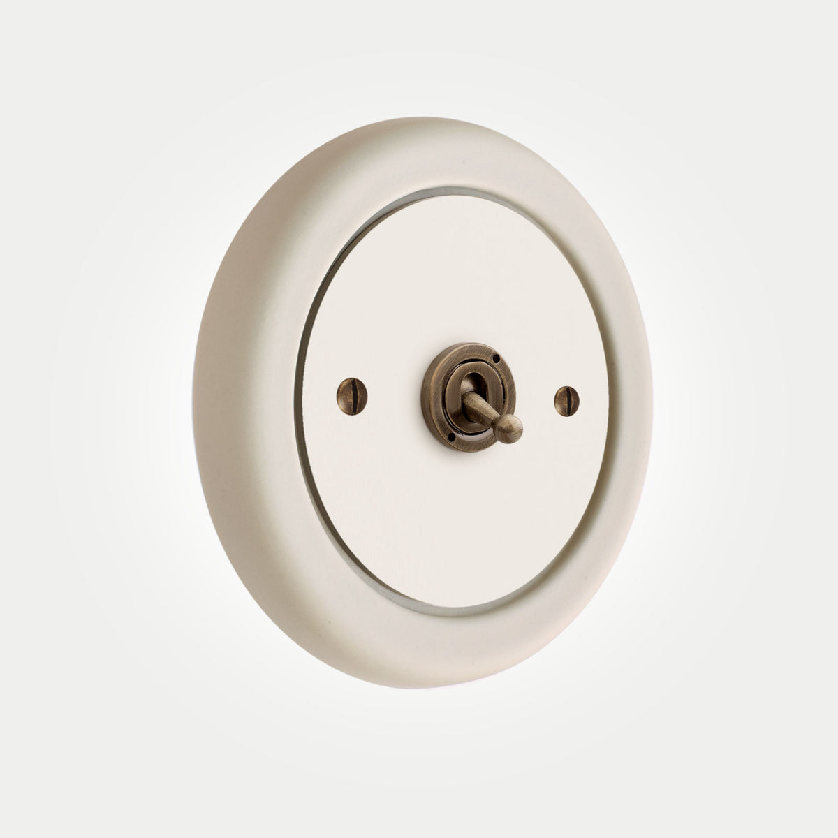 1 Gang White Switch With Brass Toggle