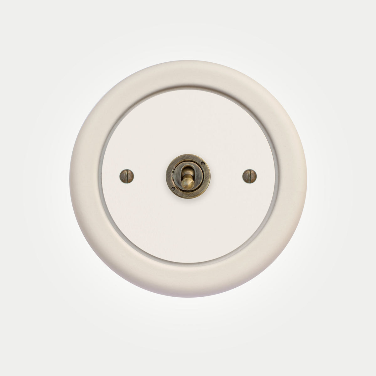 1 Gang White Switch With Brass Toggle