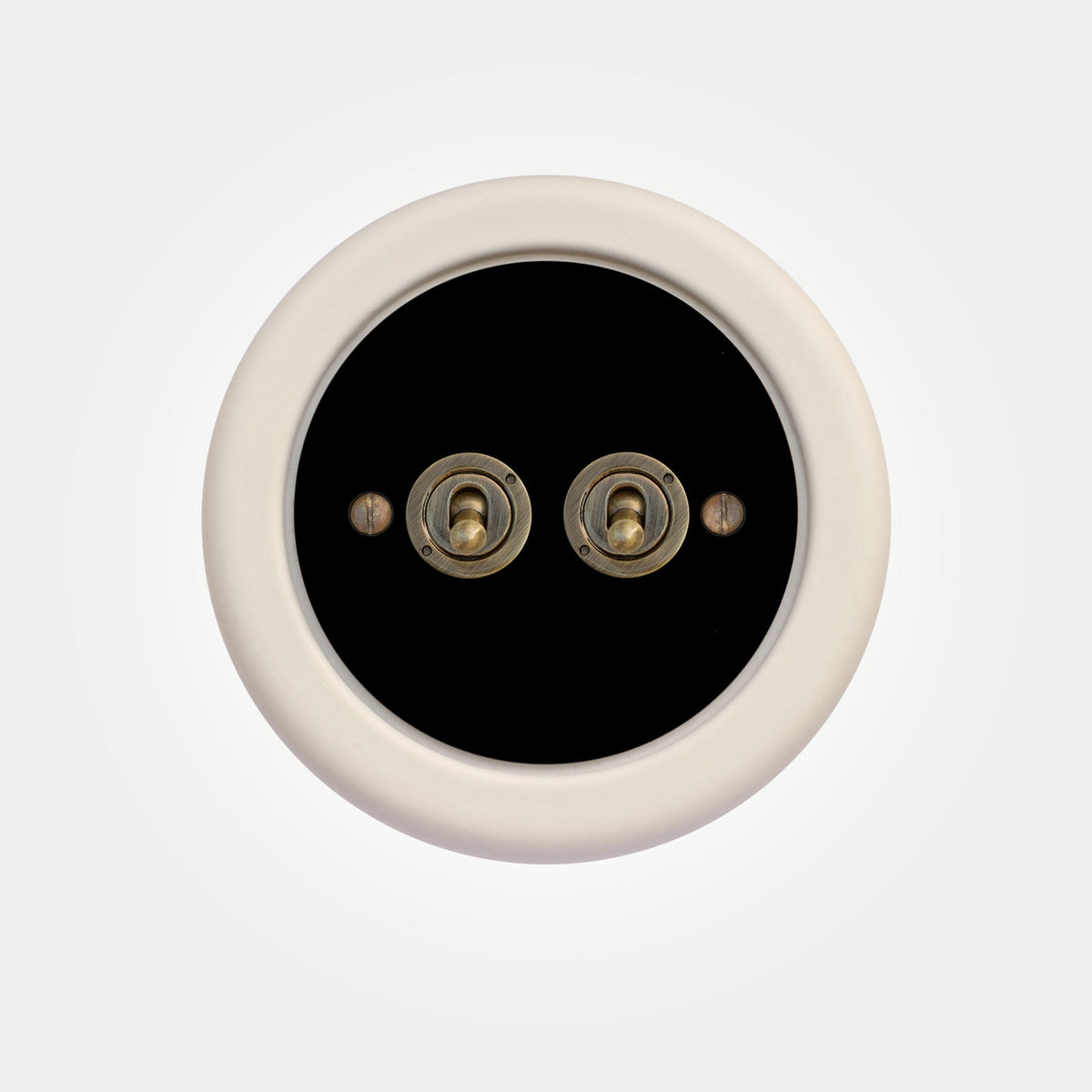 2 Gang Black Switch With Brass Toggle