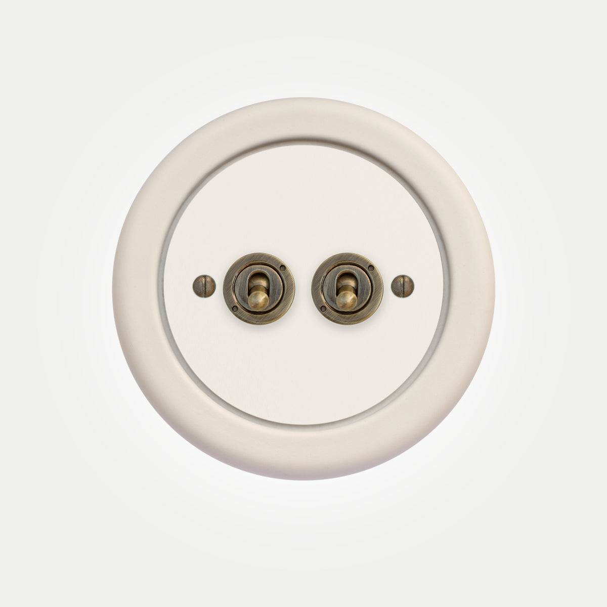 2 Gang White Switch With Brass Toggle