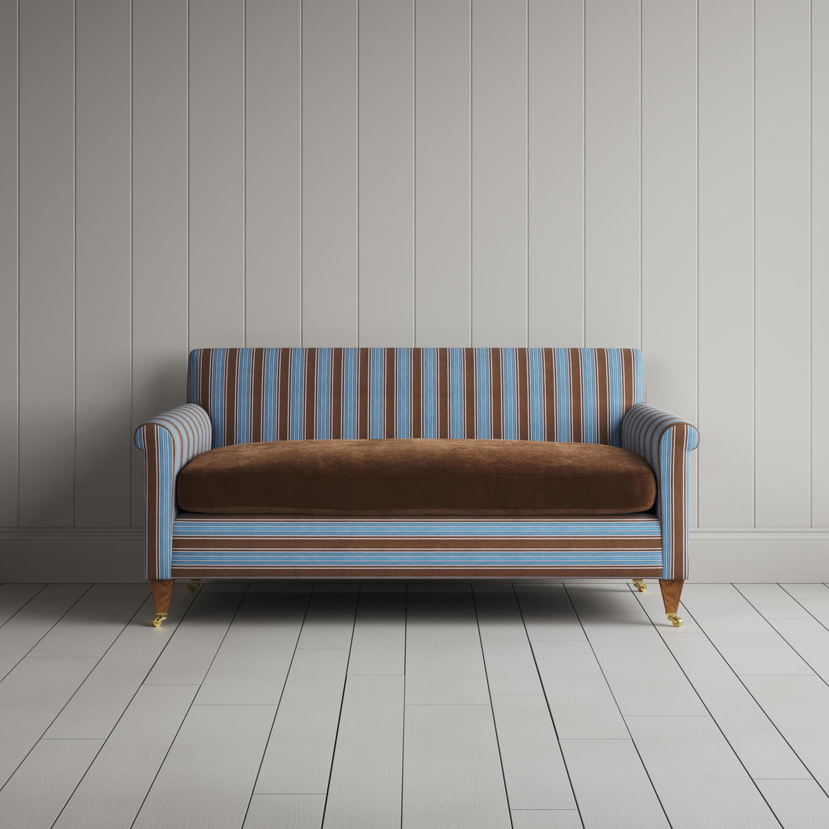 Idler 2 Seater Sofa in Regatta Blue Frame and Classic Corduroy Tobacco Seat