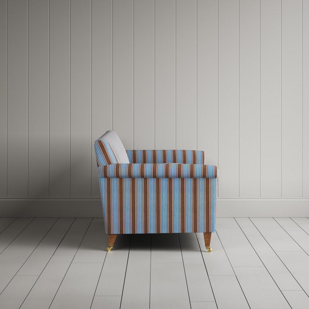 Idler 2 Seater Sofa in Regatta Blue Frame and Ticking Blue Brown Seat