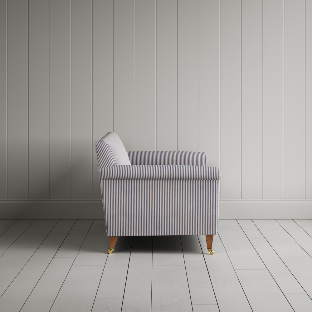 Idler 2 Seater Sofa in Ticking Blue Brown Frame and Regatta Blue Seat