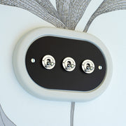 3 Gang Black Switch With Chrome Toggle