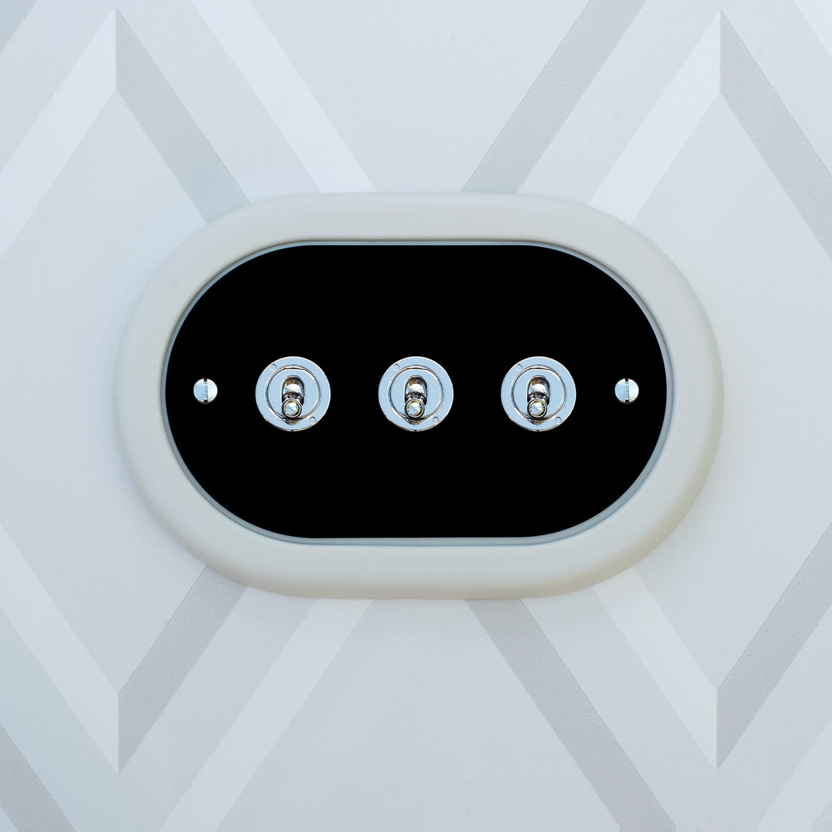 3 Gang Black Switch With Chrome Toggle
