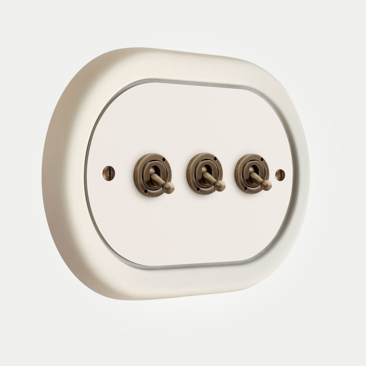 3 Gang White Switch With Brass Toggle