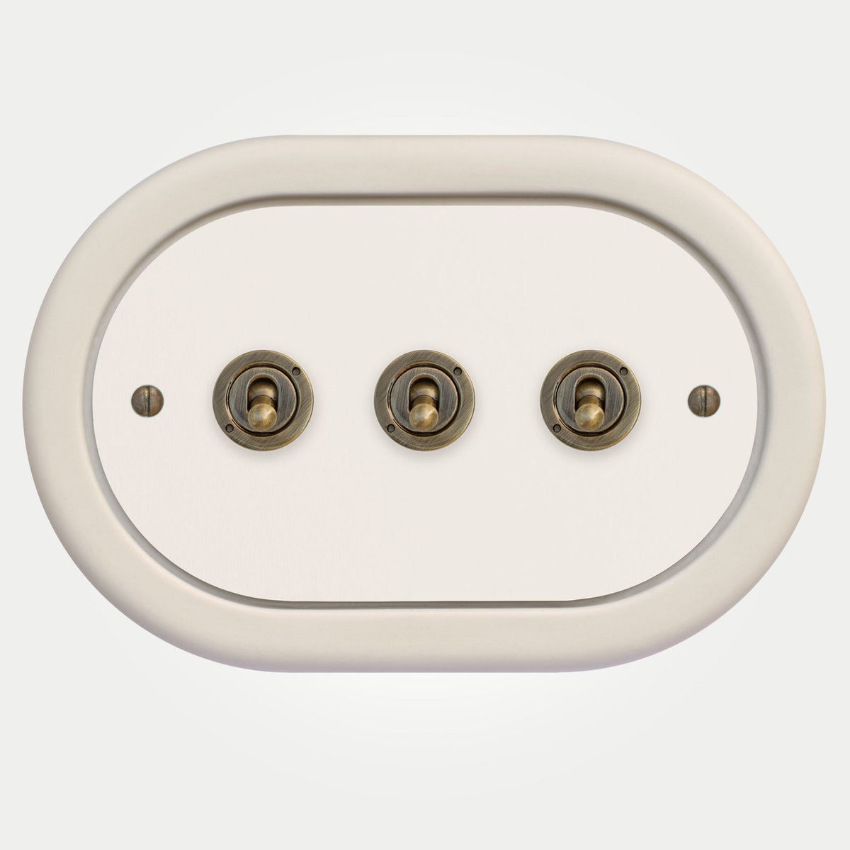 3 Gang White Switch With Brass Toggle