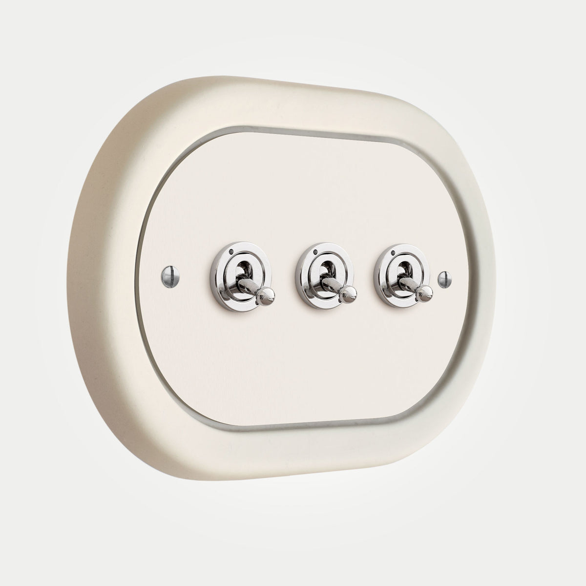 3 Gang White Switch With Chrome Toggle