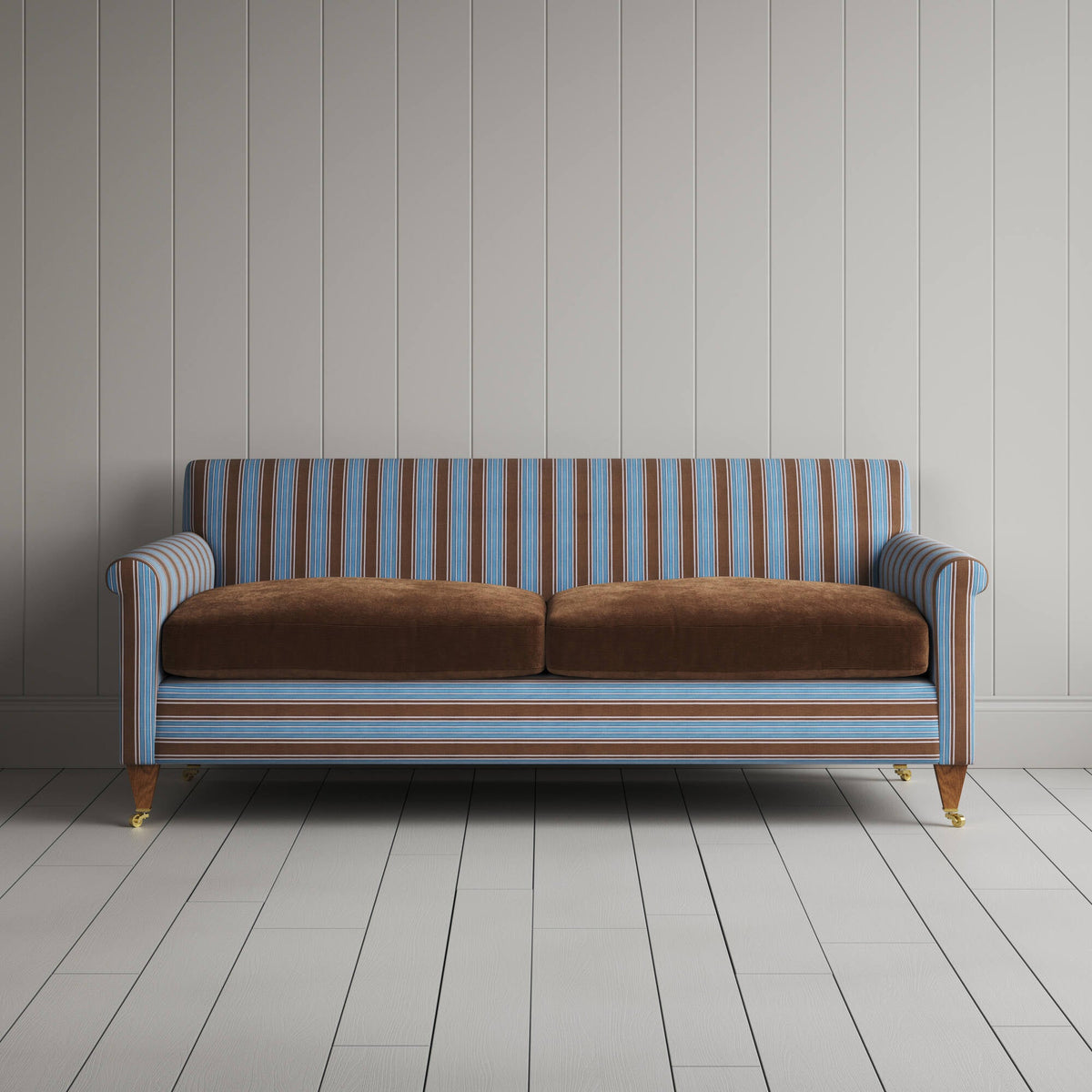 Idler 3 Seater Sofa in Regatta Blue Frame and Classic Corduroy Tobacco Seat