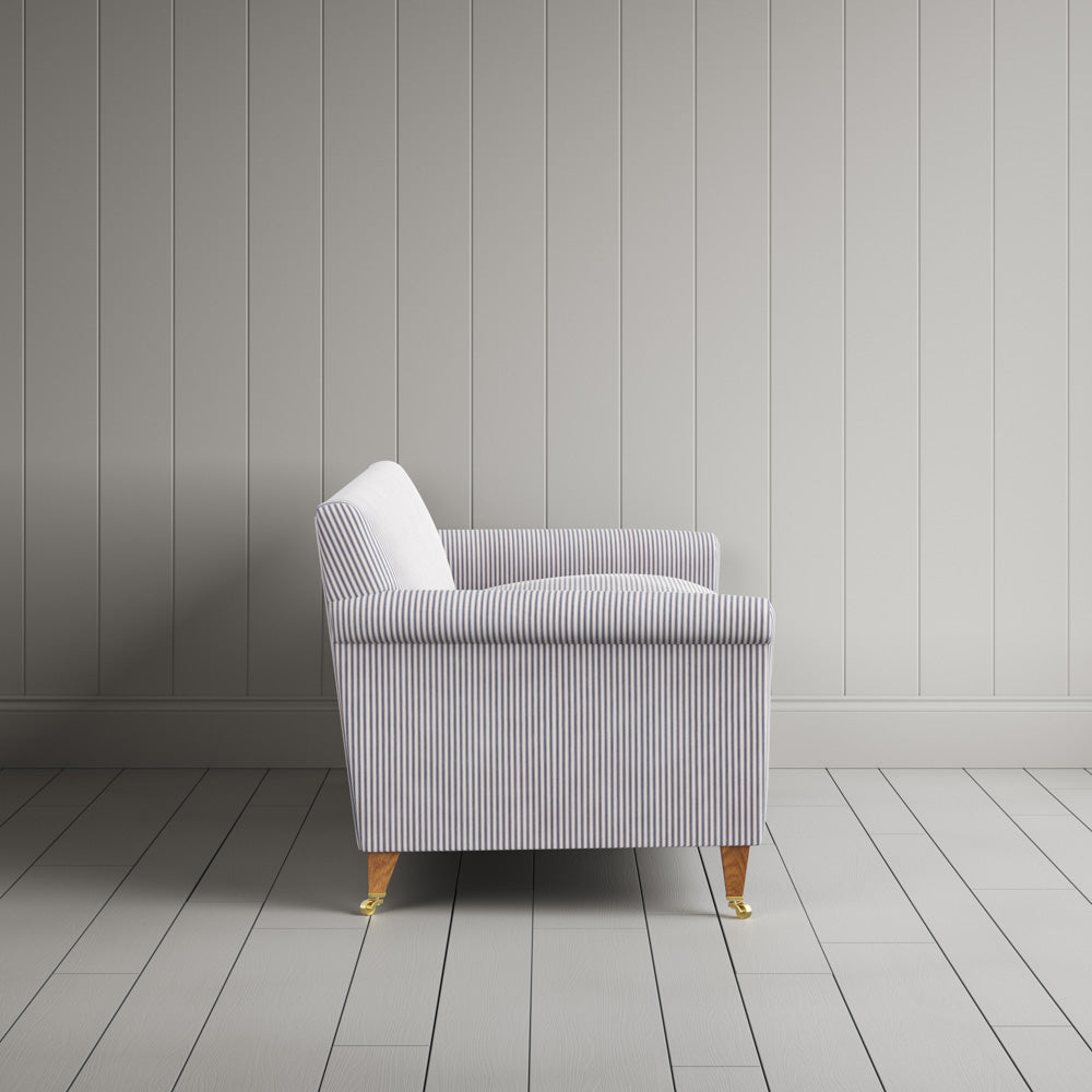 Idler 3 Seater Sofa in Ticking Blue Brown Frame and Regatta Blue Seat