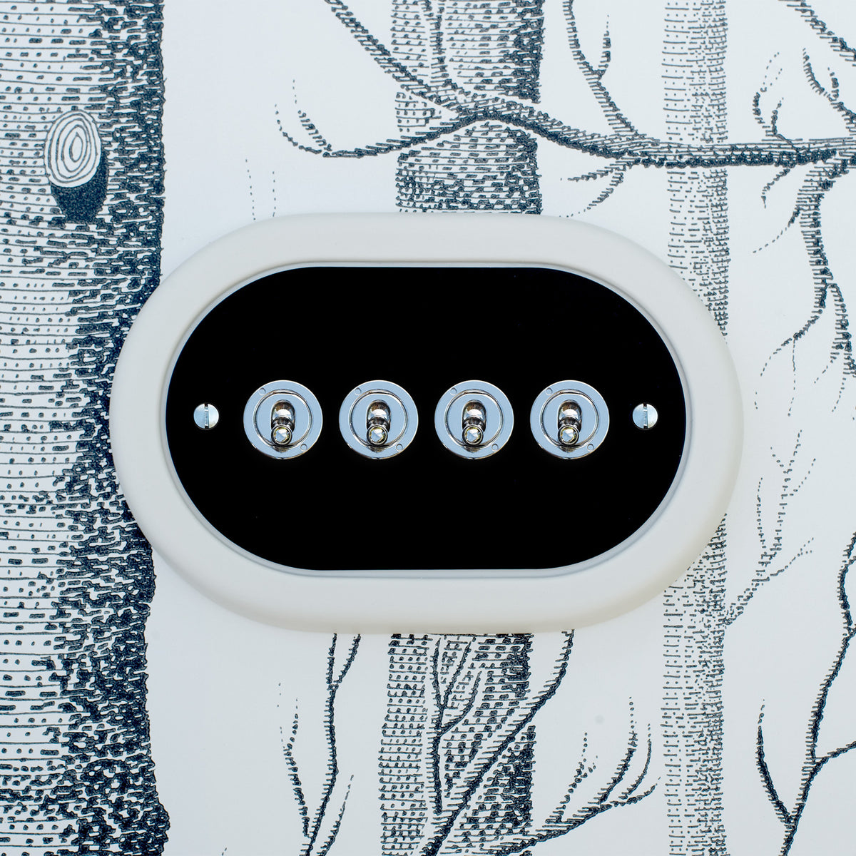 4 Gang Black Switch With Chrome Toggle