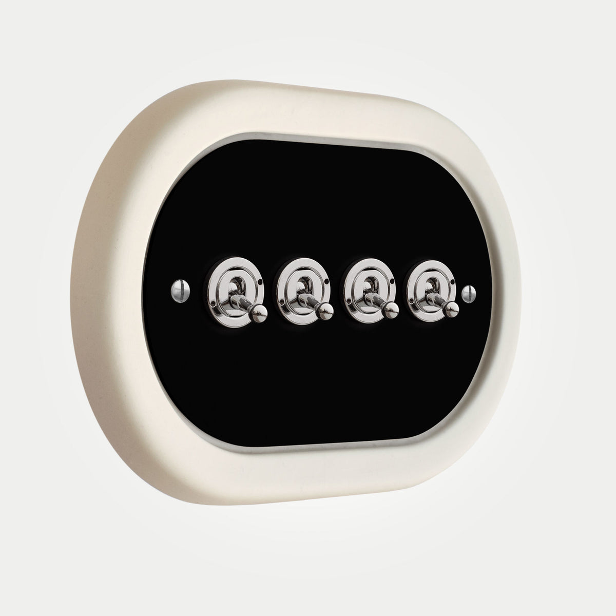 4 Gang Black Switch With Chrome Toggle