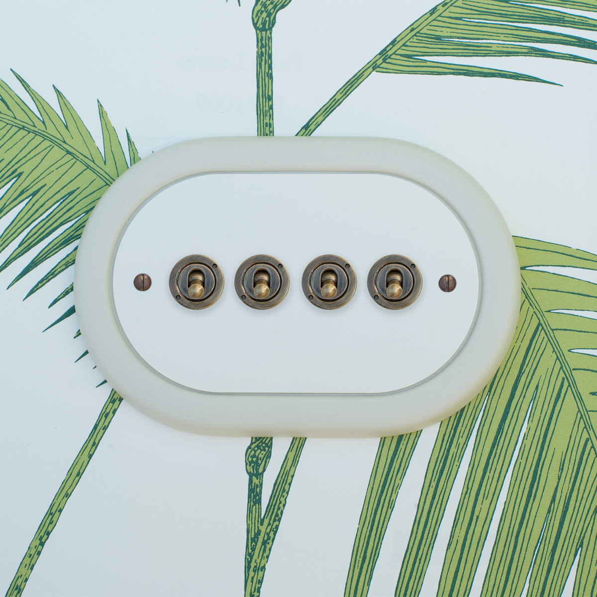 4 Gang White Switch With Brass Toggle