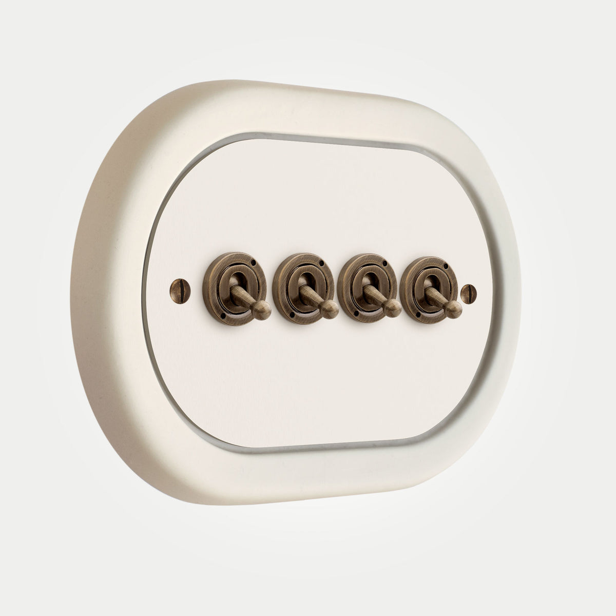 4 Gang White Switch With Brass Toggle