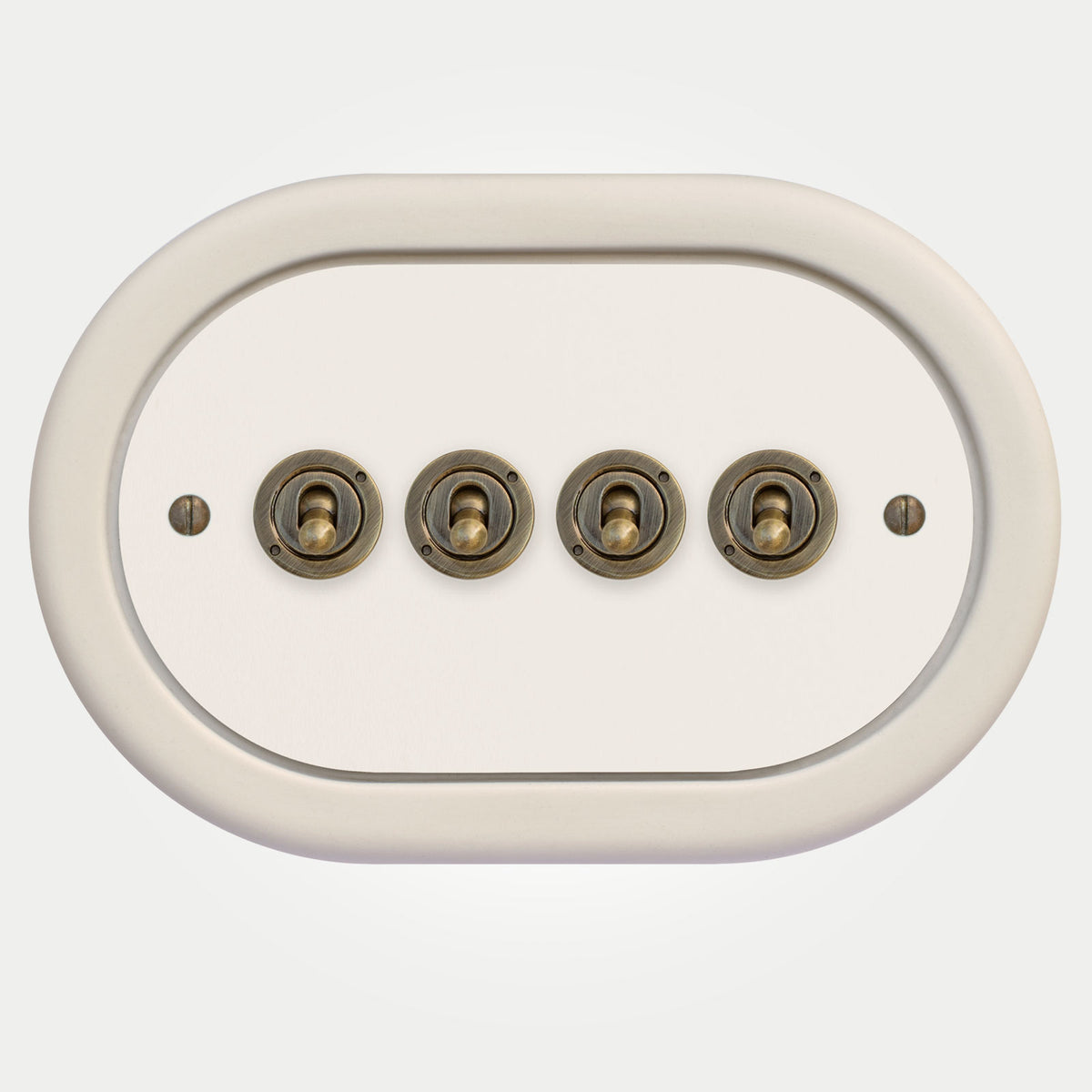 4 Gang White Switch With Brass Toggle