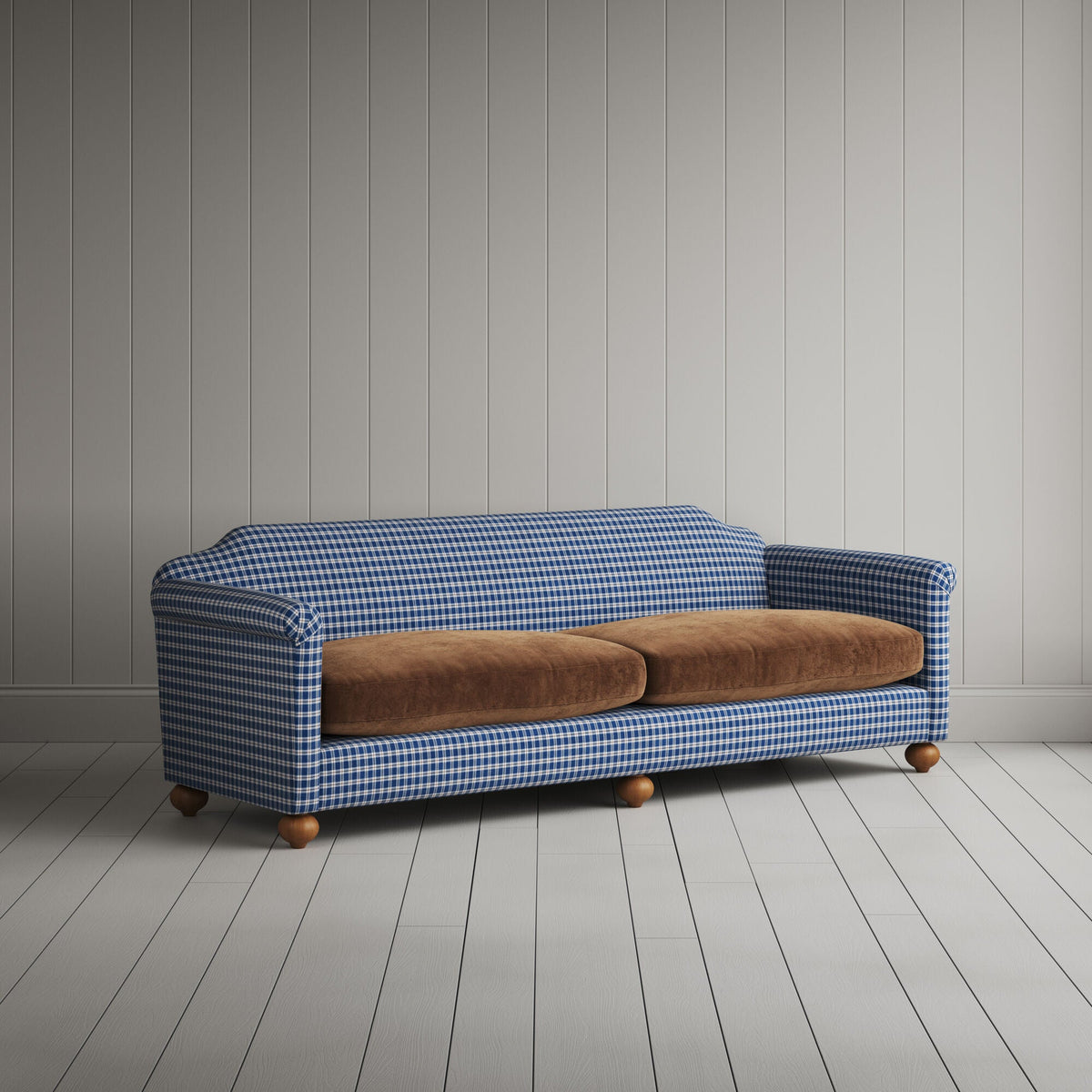 Dolittle 4 seater sofa in Well Plaid Frame and Classic Corduroy Tobacco Seat