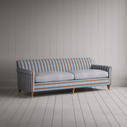 Idler 4 Seater Sofa in Regatta Blue Frame and Ticking Blue Brown Seat