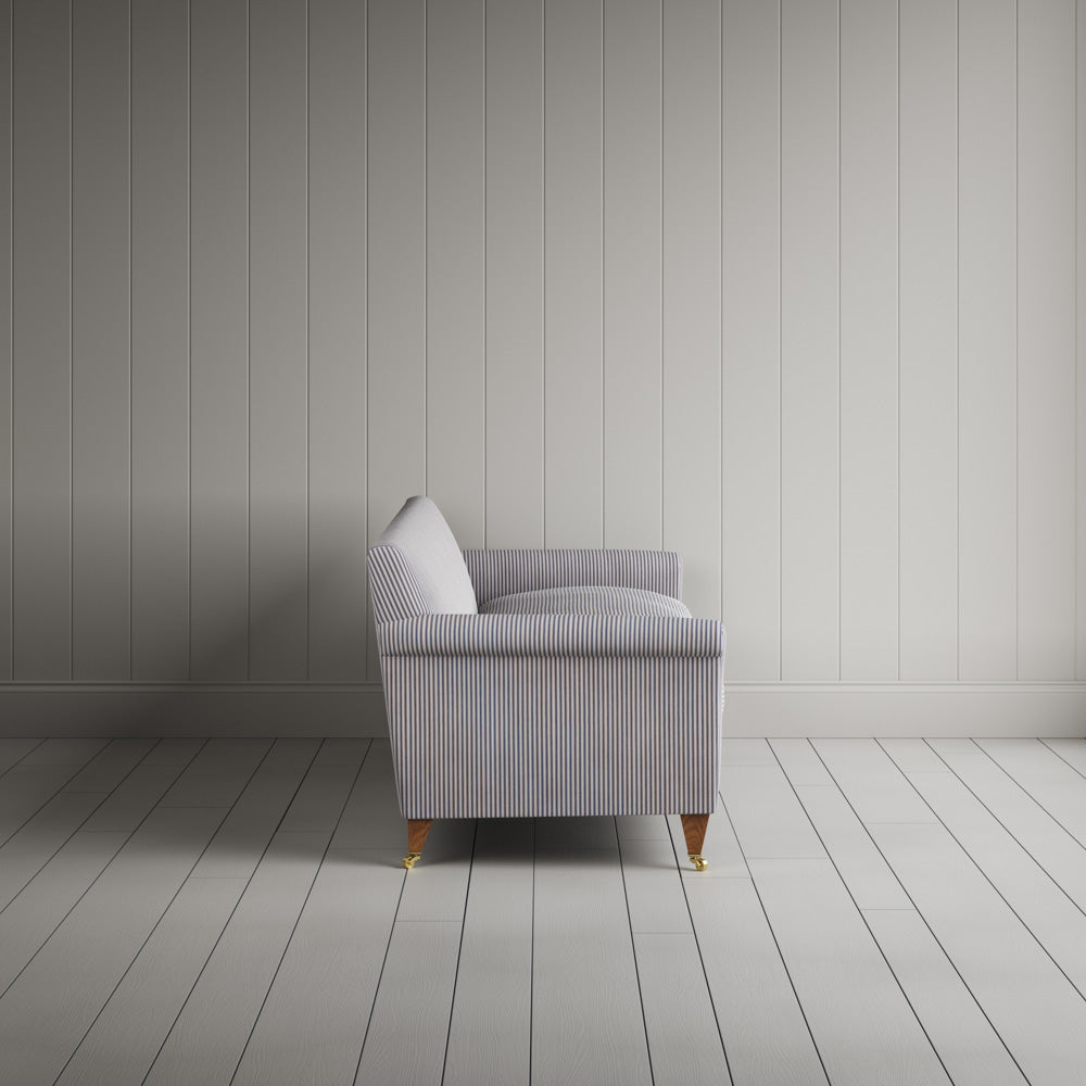 Idler 4 Seater Sofa in Ticking Blue Brown Frame and Regatta Blue Seat