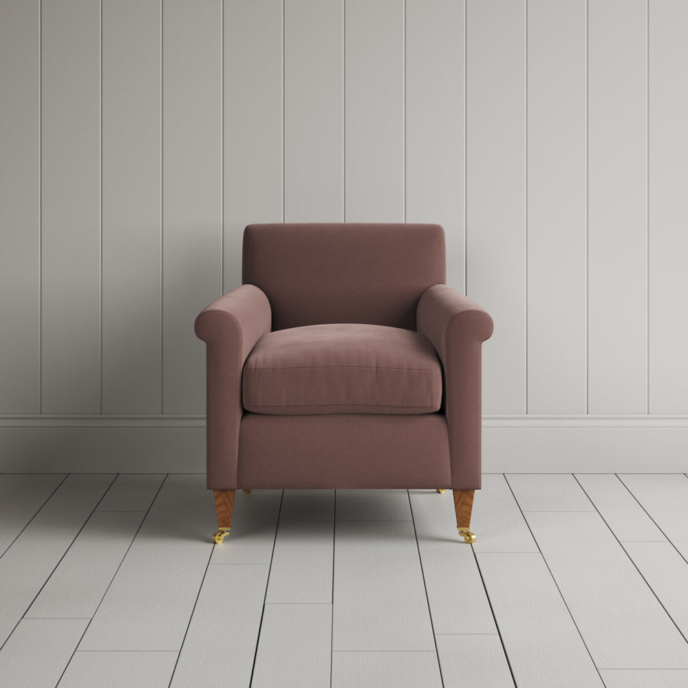 Idler Armchair in Intelligent Velvet Dusky Pink