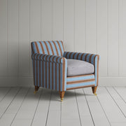 Idler Armchair in Regatta Blue Frame and Ticking Blue Brown Seat