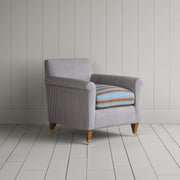 Idler Armchair in Ticking Blue Brown Frame and Regatta Blue Seat
