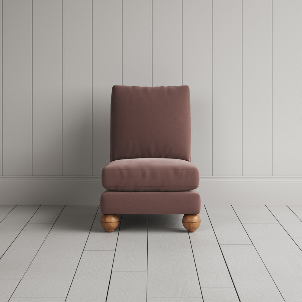 Perch Slipper Armchair in Intelligent Velvet Dusky Pink