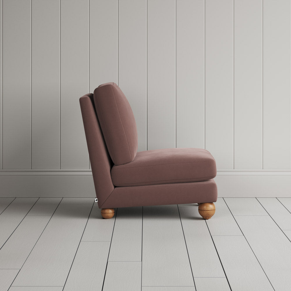 Perch Slipper Armchair in Intelligent Velvet Dusky Pink