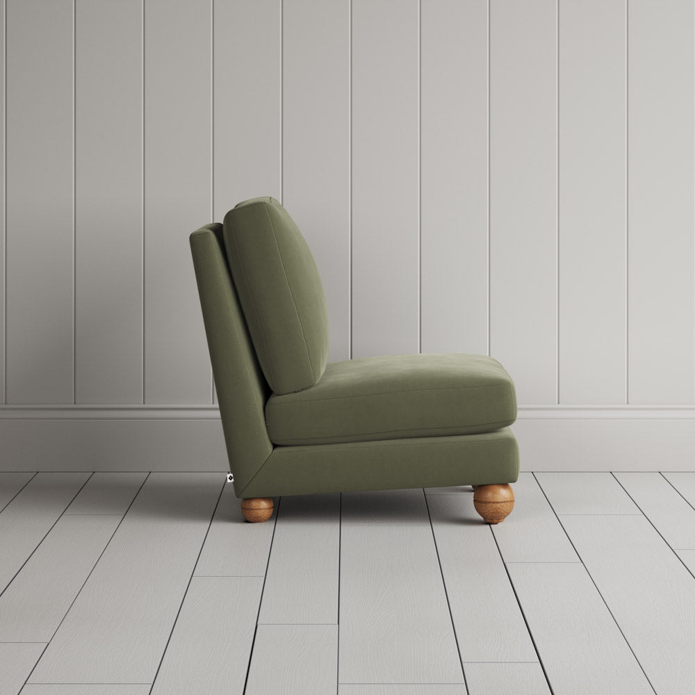 Perch Slipper Armchair in Intelligent Velvet Green Tea