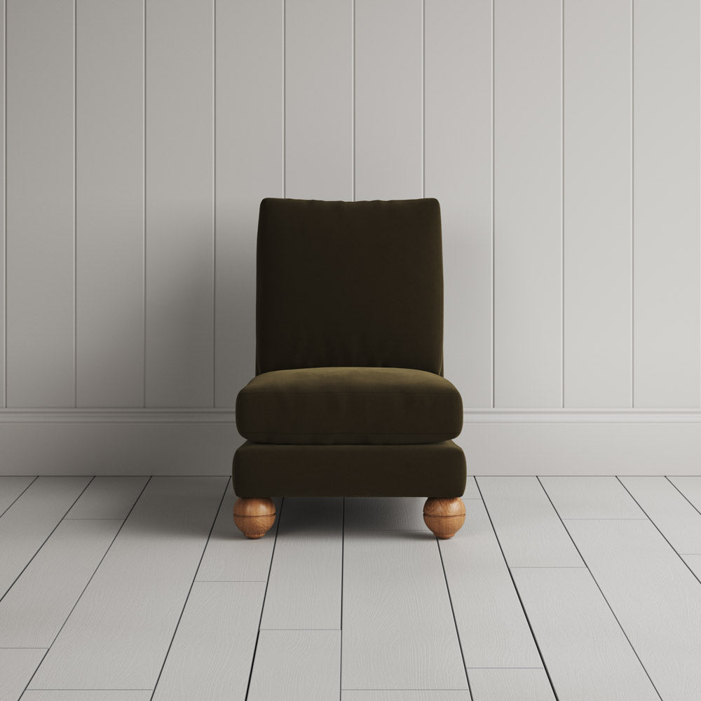 Perch Slipper Armchair in Intelligent Velvet Seaweed