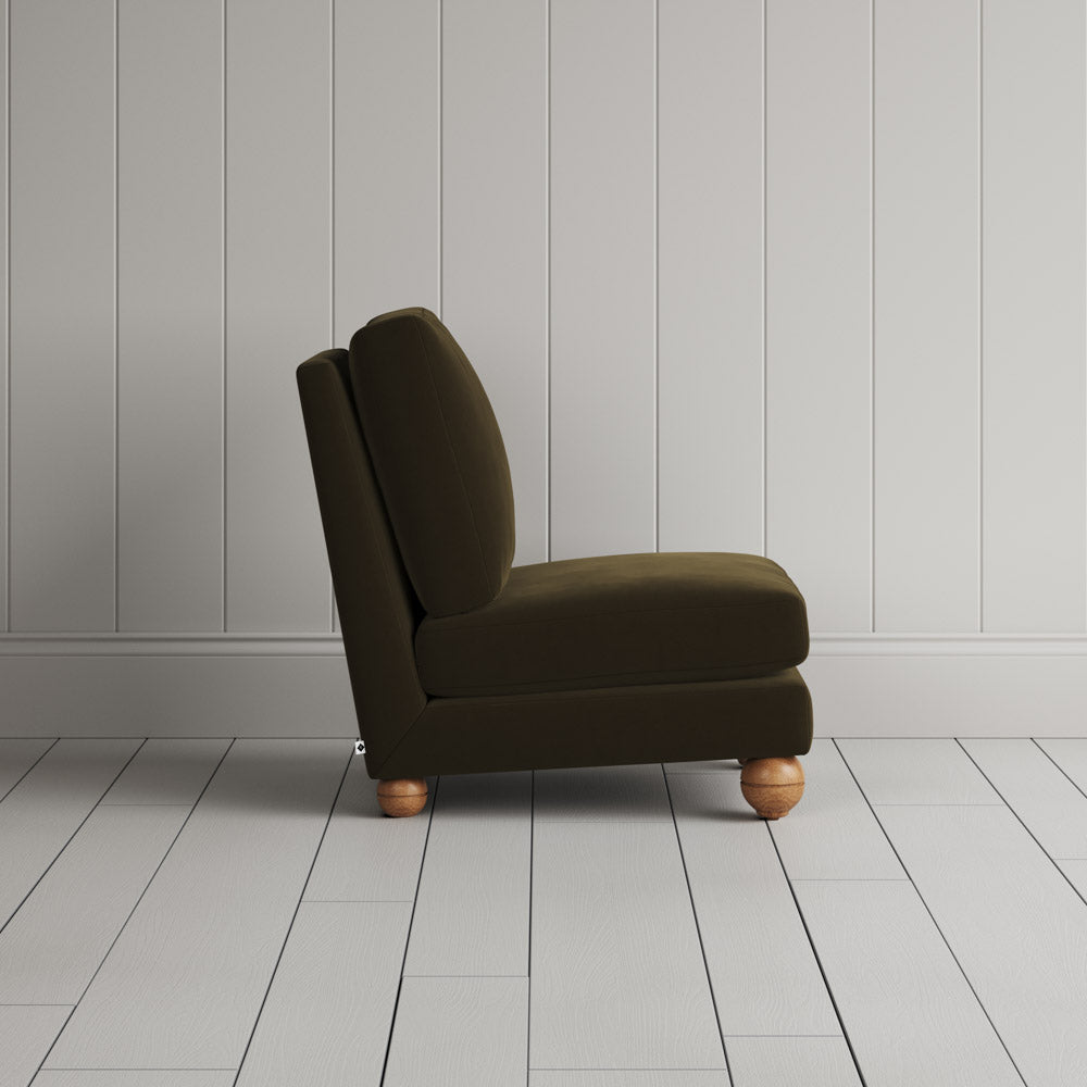 Perch Slipper Armchair in Intelligent Velvet Seaweed