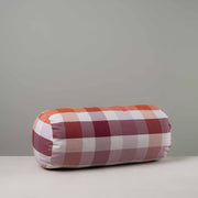 Bask Bolster Cushion in Checkmate Cotton, Berry