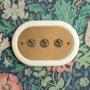 3 Gang Solid Brass Switch Plate and Surround (no modules)