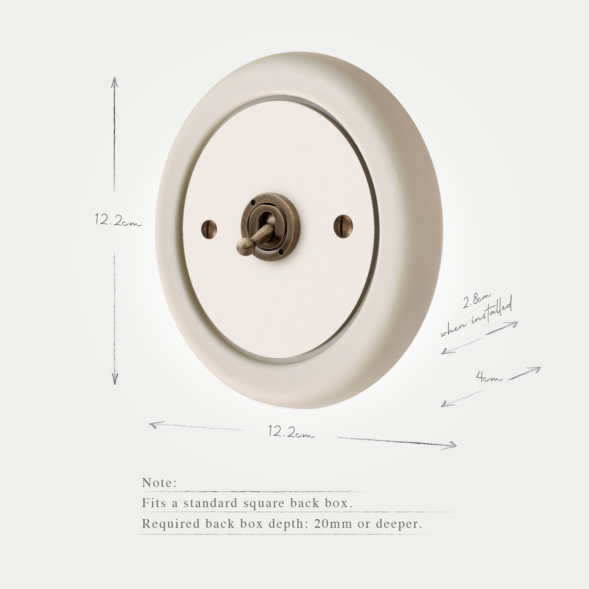 1 Gang White Switch With Brass Toggle