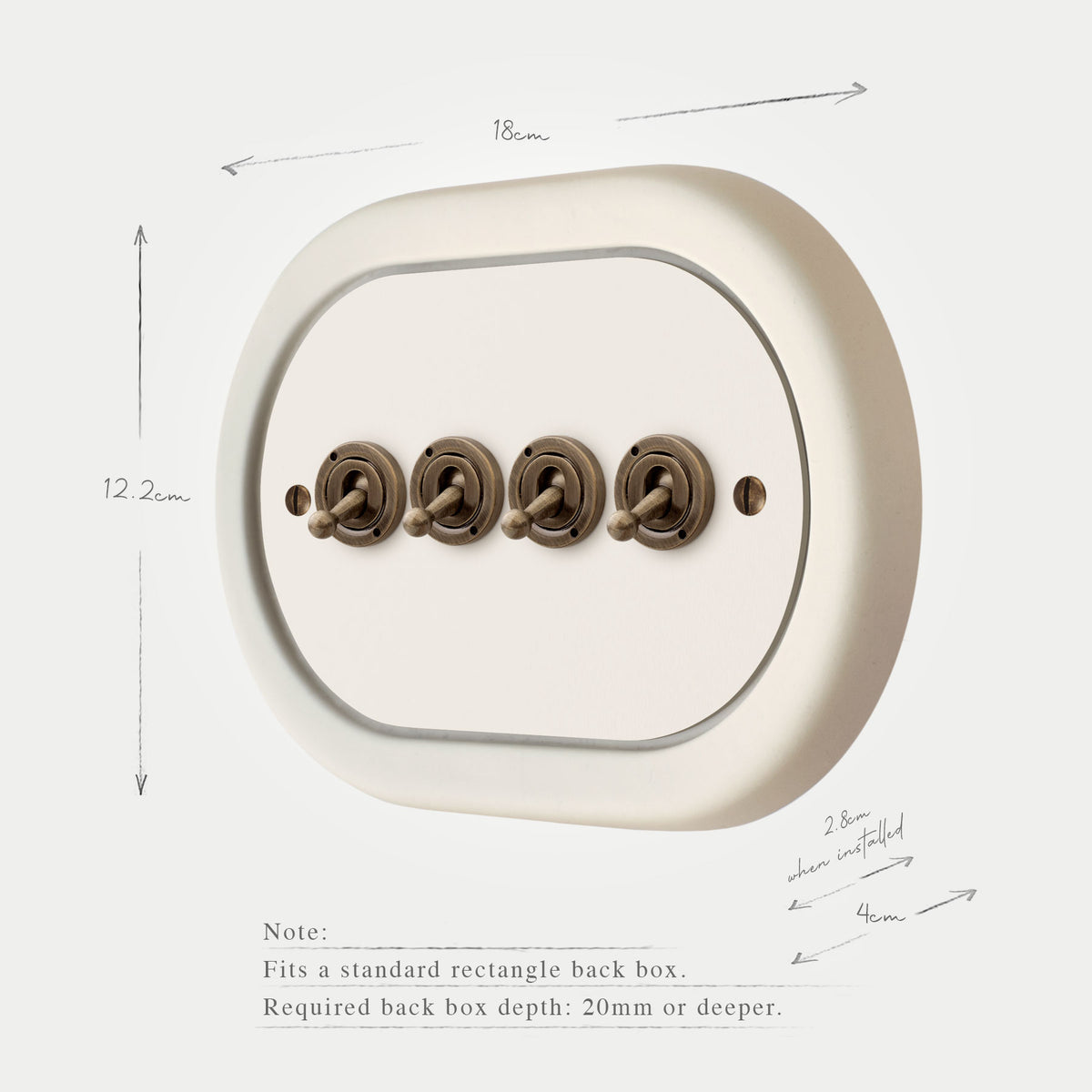 4 Gang White Switch With Brass Toggle