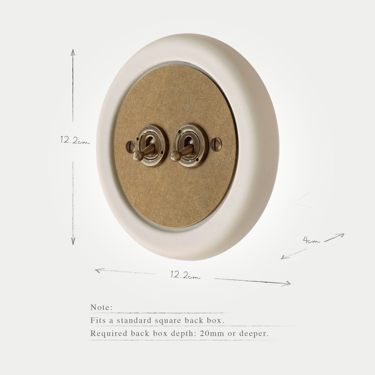 2 Gang Solid Brass Switch Plate and Surround (no-modules)