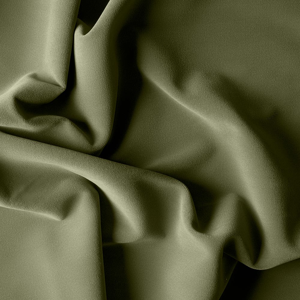 Cloud Nine Upholstered Bed in Intelligent Velvet Green Tea with Kick Pleat Valance