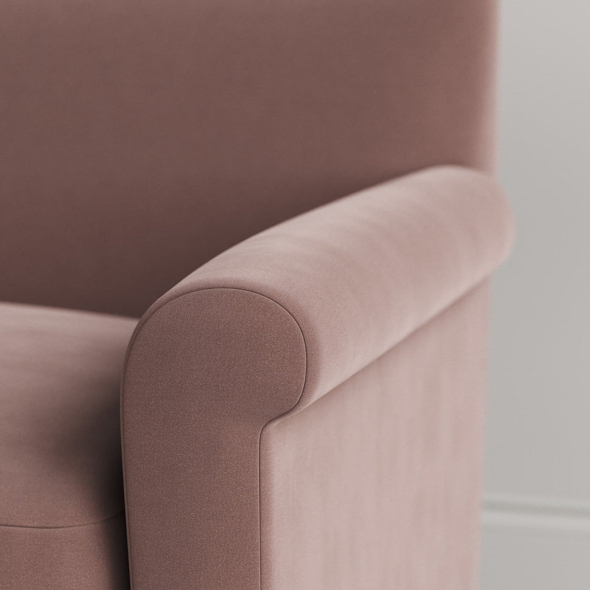 Idler Armchair in Intelligent Velvet Dusky Pink