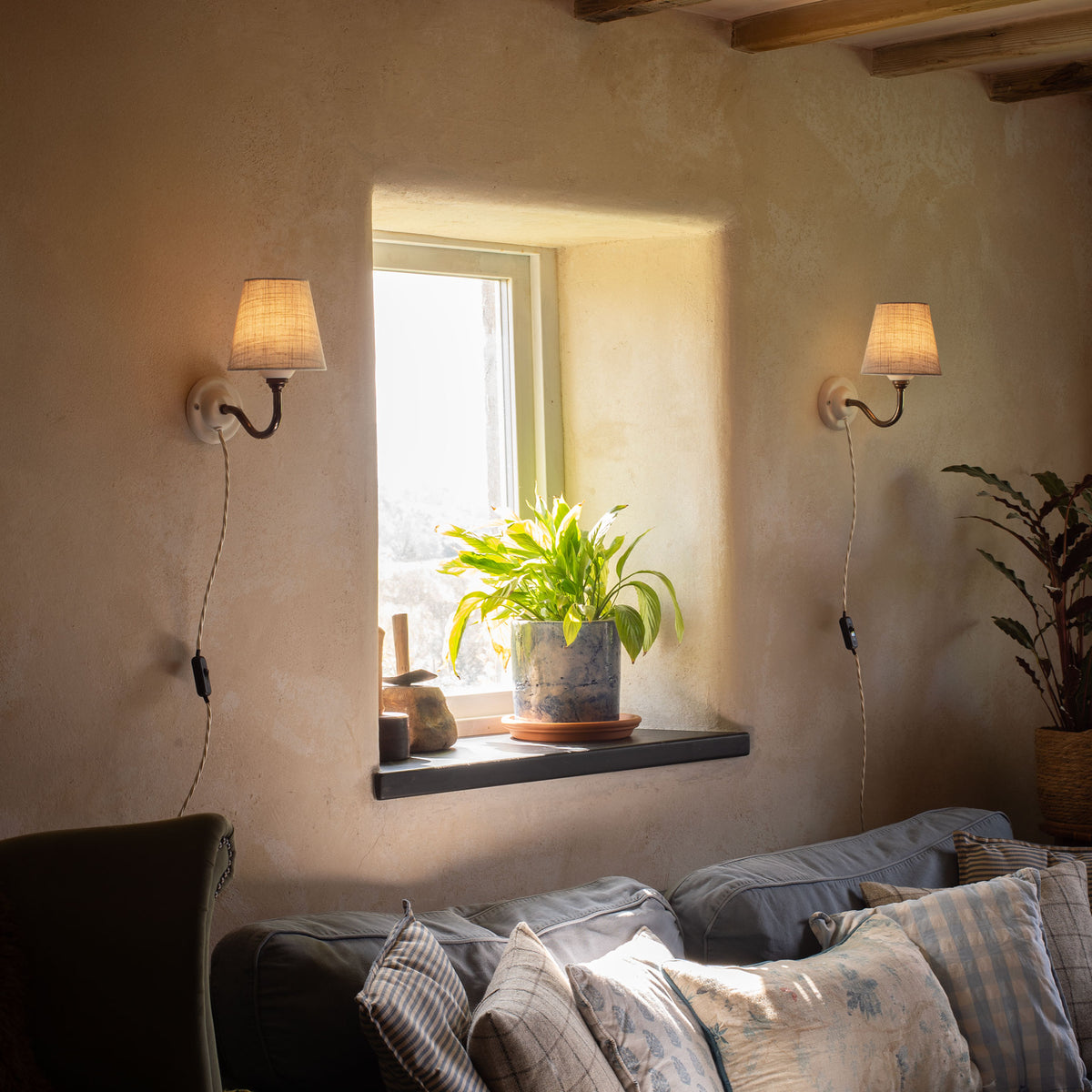 Bergholt Linen Plug-In Wall Light