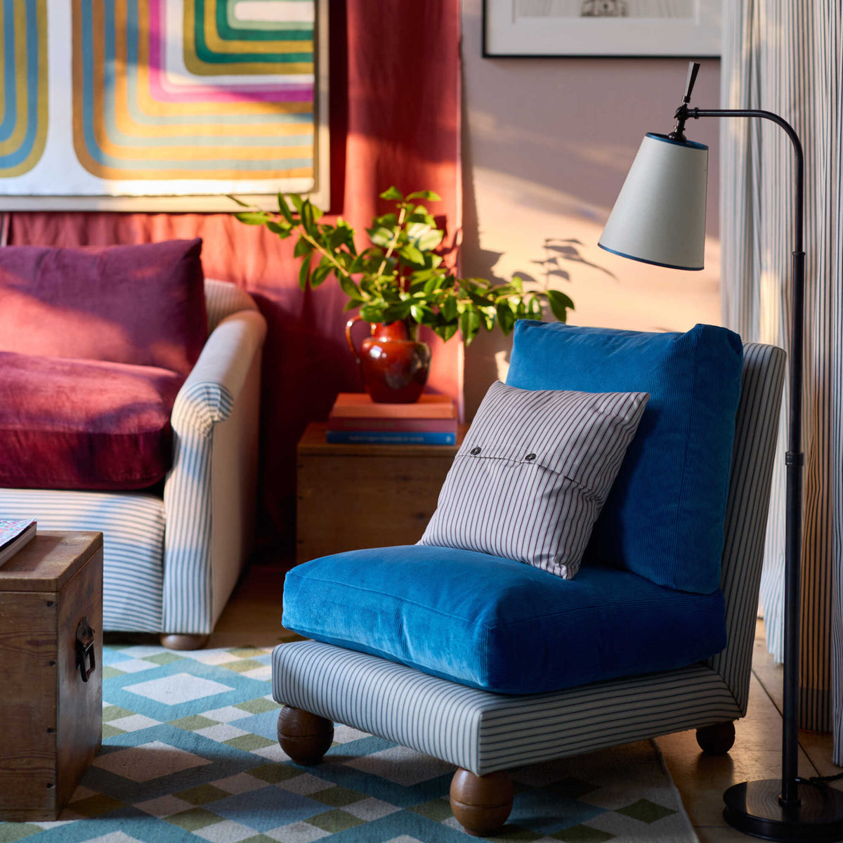 Perch Slipper Armchair in Intelligent Velvet Mineral