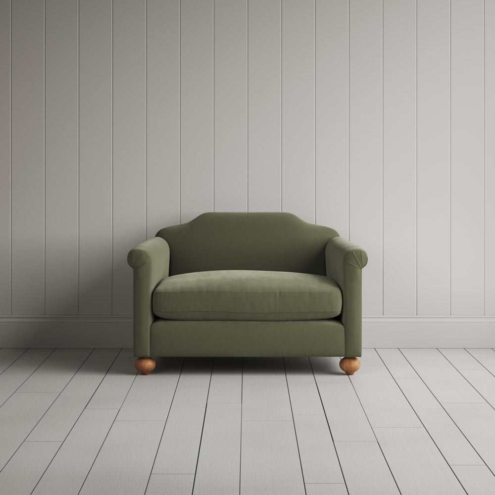 Dolittle Love Seat in Intelligent Velvet Green Tea