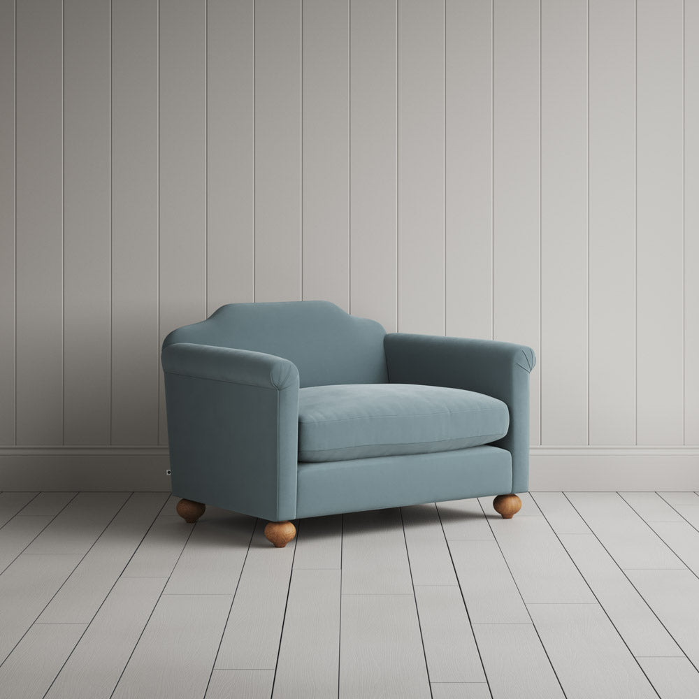 Dolittle Love Seat in Intelligent Velvet Mineral