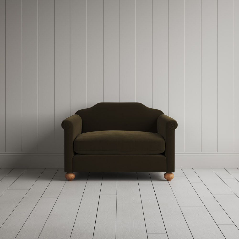 Dolittle Love Seat in Intelligent Velvet Seaweed