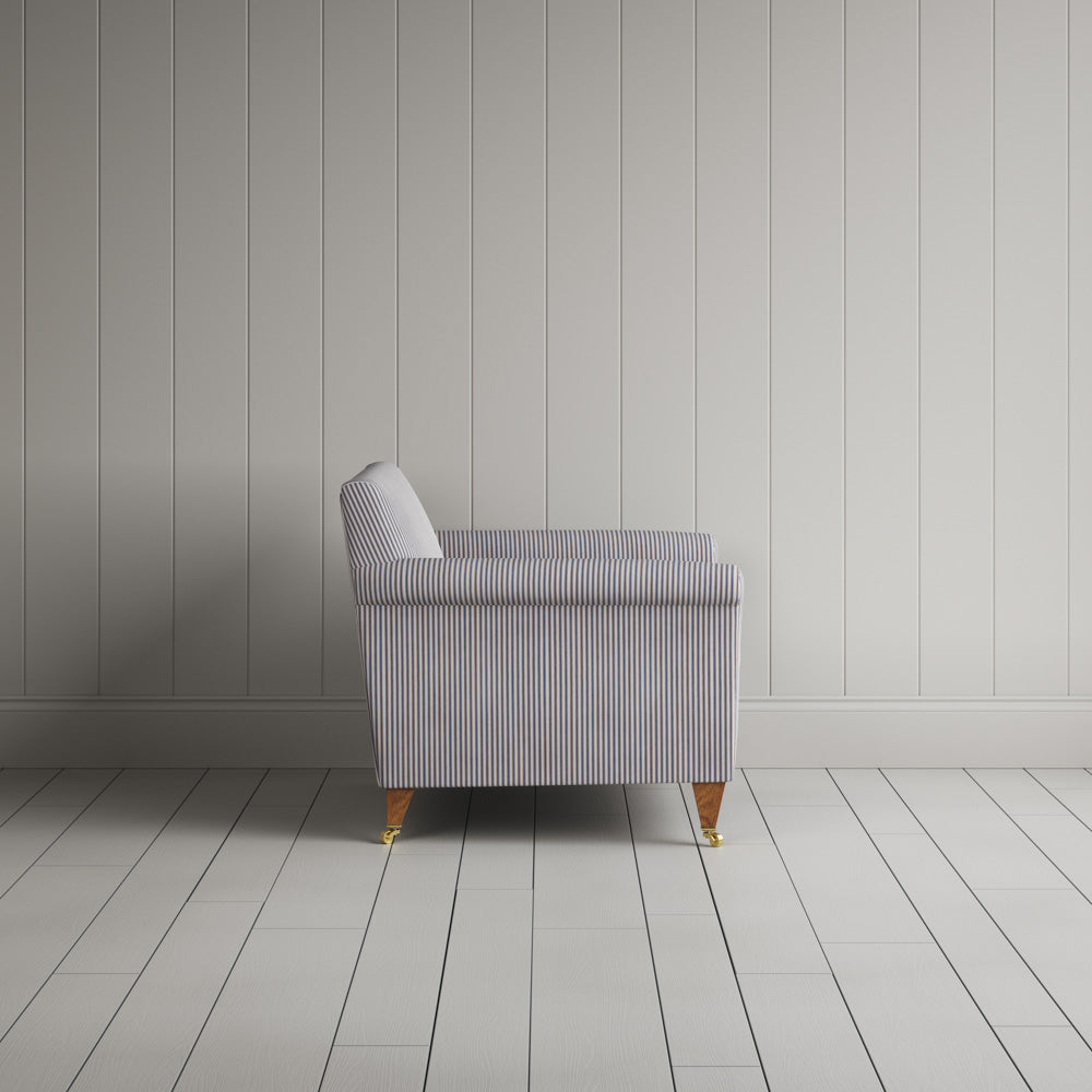 Idler Love Seat in Ticking Blue Brown Frame and Regatta Blue Seat