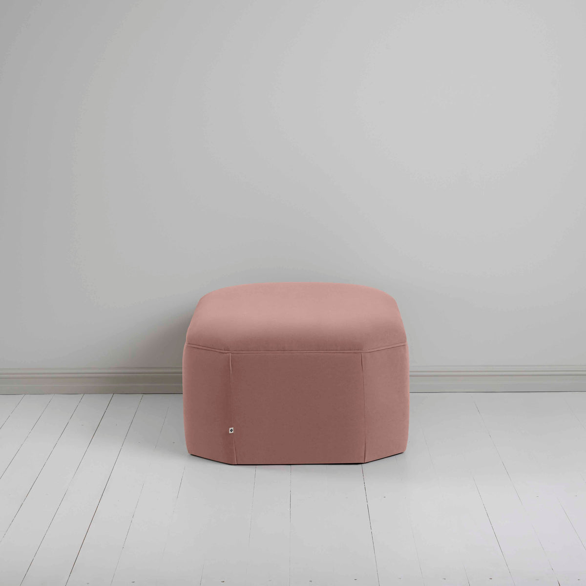 Hither Hexagonal Storage Ottoman in Intelligent Velvet Dusky Pink
