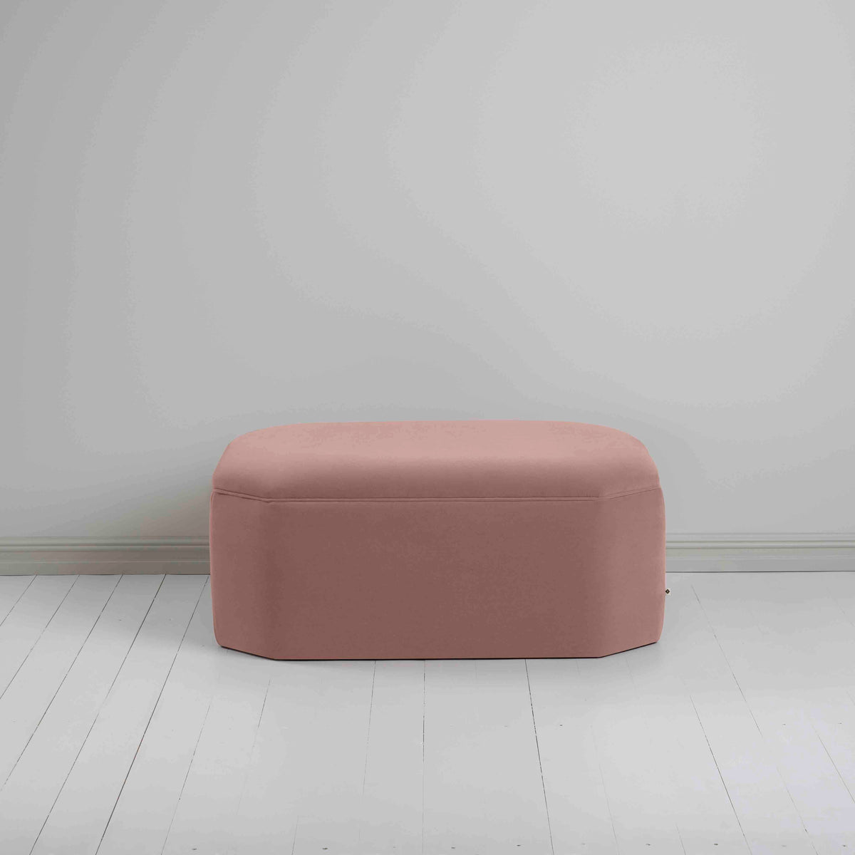 Hither Hexagonal Storage Ottoman in Intelligent Velvet Dusky Pink