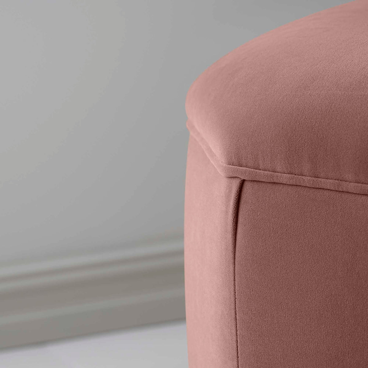 Hither Hexagonal Storage Ottoman in Intelligent Velvet Dusky Pink