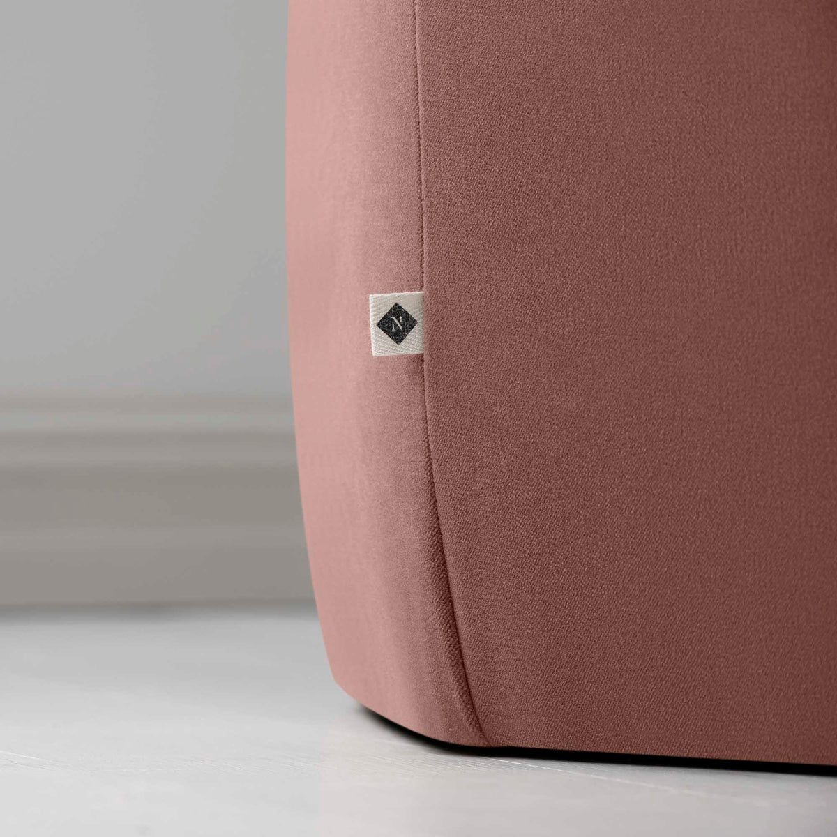 Hither Hexagonal Ottoman in Intelligent Velvet Dusky Pink