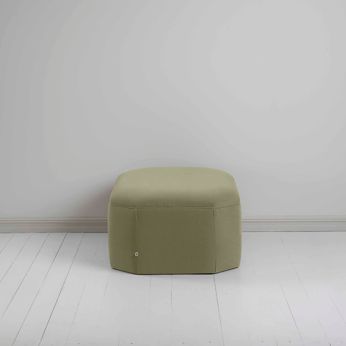Hither Hexagonal Storage Ottoman in Intelligent Velvet Green Tea