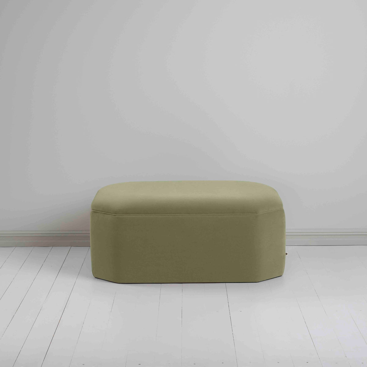 Hither Hexagonal Storage Ottoman in Intelligent Velvet Green Tea